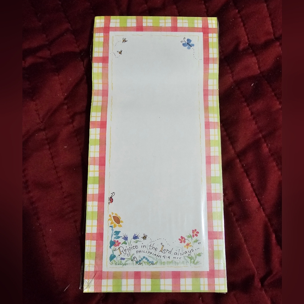 Plaid Floral Notepad with Inspirational Quote